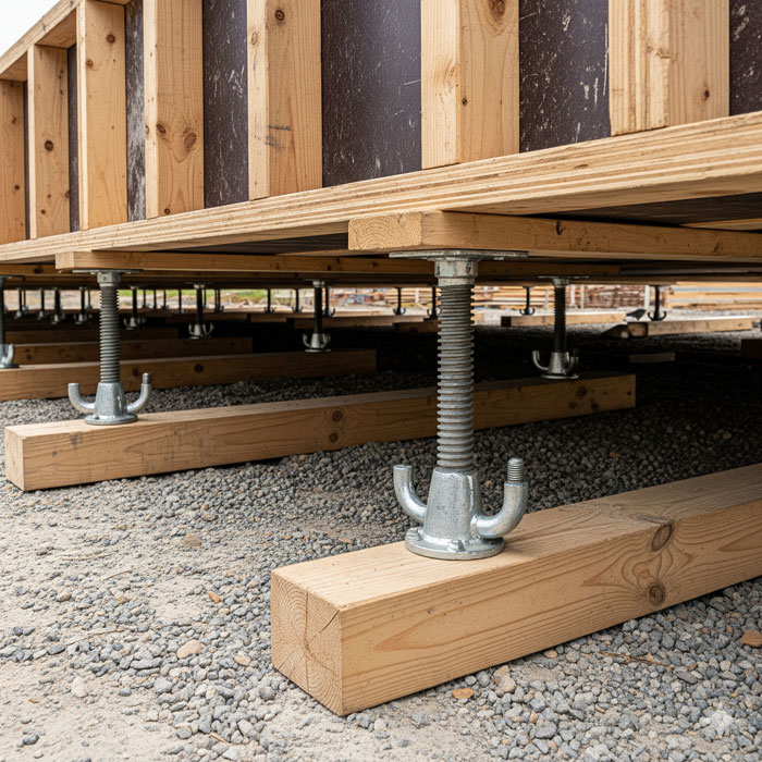 پایه جک های سقفی روی تخته های چوبی محکم