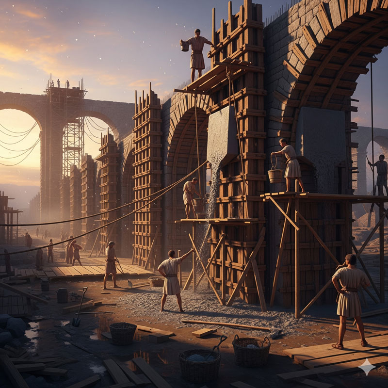 قالب بندی بتن در دوران باستان